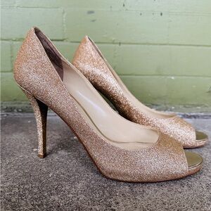 Enzo Angiolini Glittering Gold Peep-Toe pumps